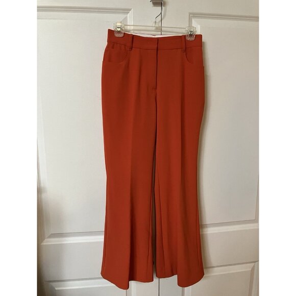 Stella McCartney High Rise Pleated Pants Womens 2 Tangerine Wool Crop Flare - Picture 4 of 16